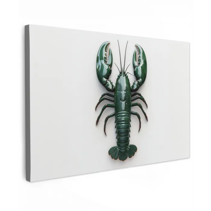 Kreeft - Glossier - Groen - Wit Tuinposter op houten frame 2 cm dik klein -3d