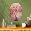 Boom - Roze - Goud - Modern Wandcirkel Ovaal Forex klein -sfeer2