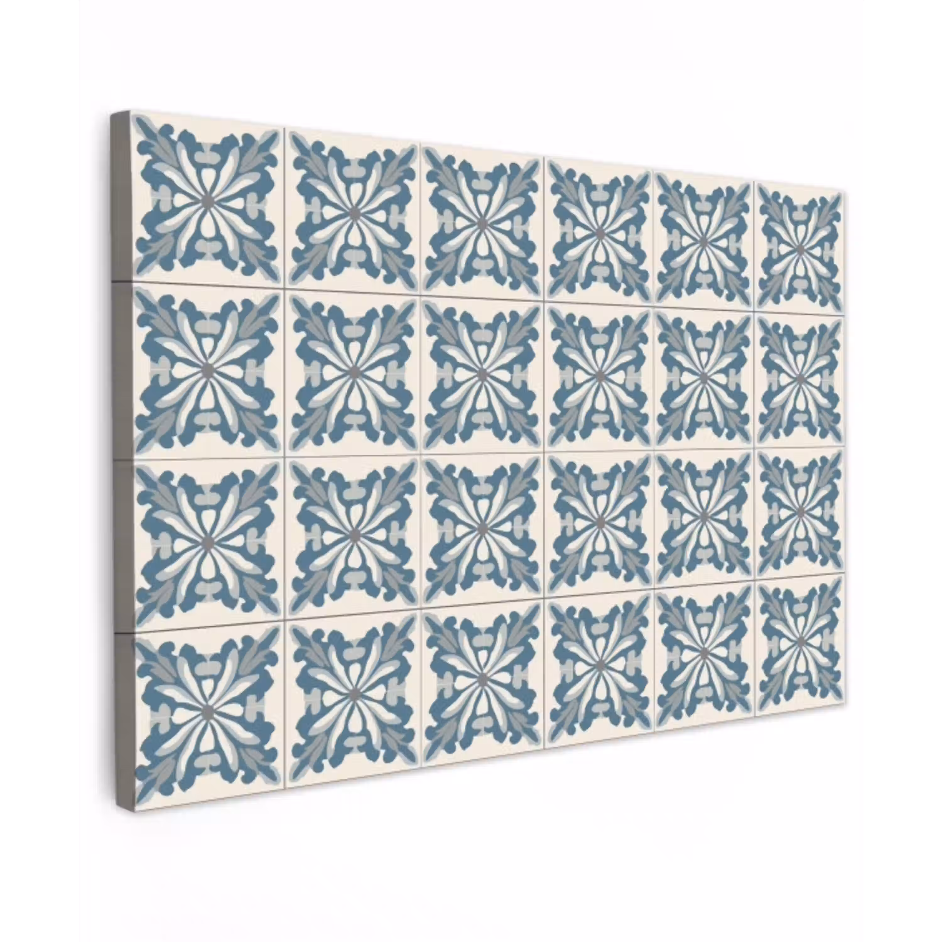 Dessin - Tegel - Blauw Tuinposter op houten frame 2 cm dik klein 845 -3d