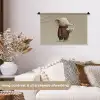Olifant - Witte bloemen - Kindvriendelijk Wandkleed katoen klein -sfeer1