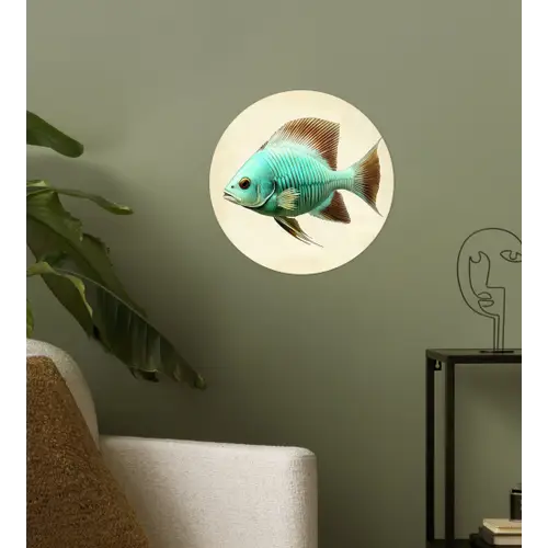 Schubben - Vis - Mint - Minimalistisch Wandcirkel behangsticker klein -sfeer2
