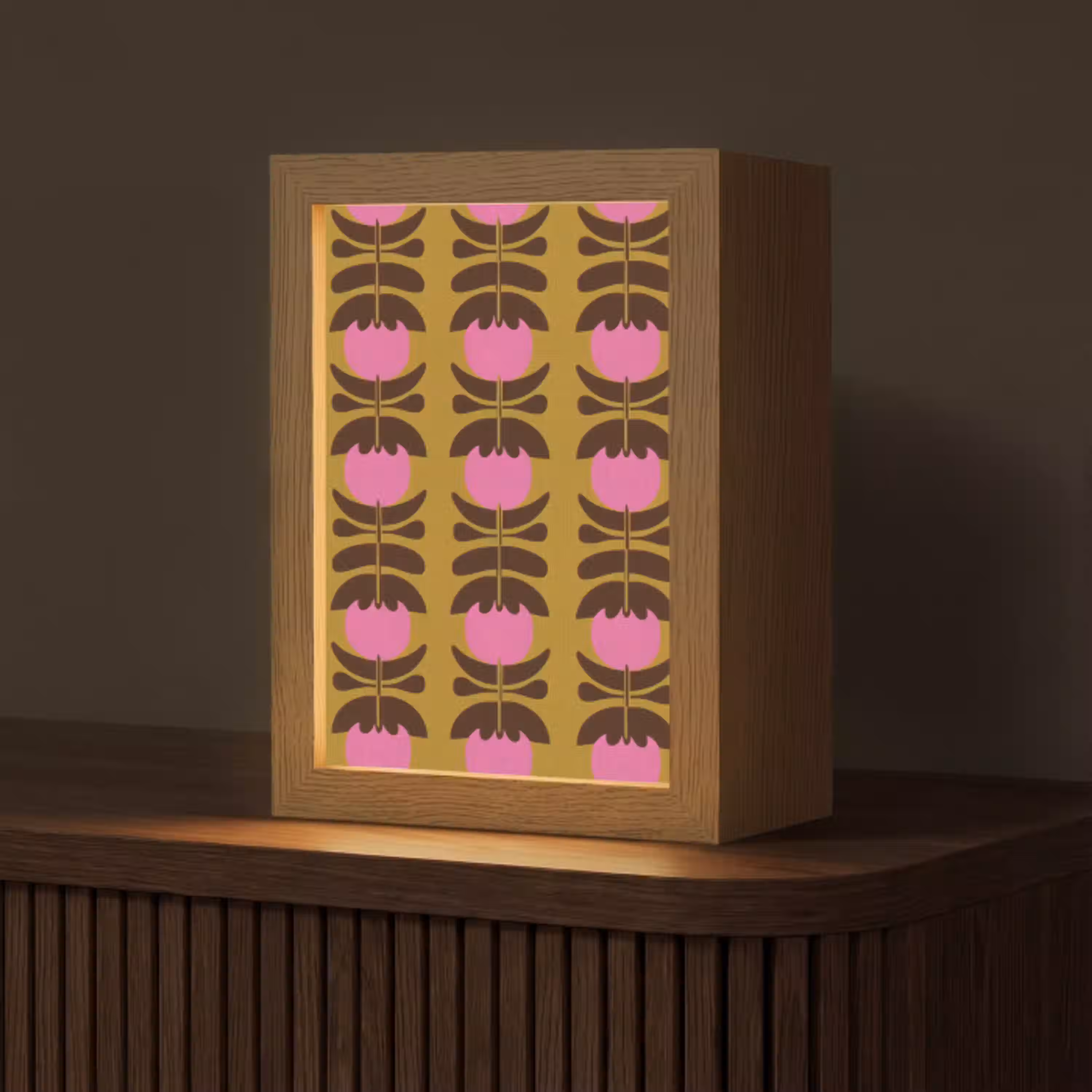 Abstract - Bloemen - Roze Light Box met kabel (Tafellamp) klein 925 -z3d_website