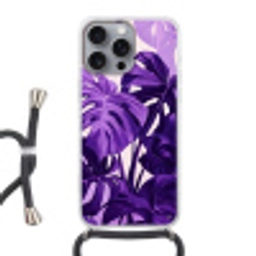 Bladeren - Paars - Tropisch - Abstract Hoesje iPhone 16 Pro Max met koord klein -3d