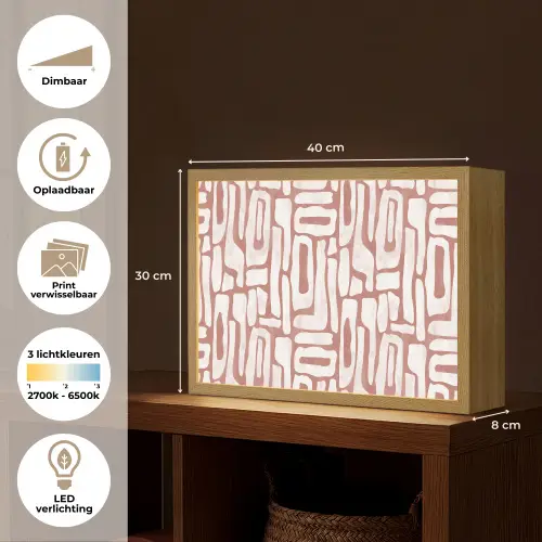 Roze - Wit - Organisch Light Box met batterij (Wandlamp) middel 907 -USP_websiteoverzichtNL