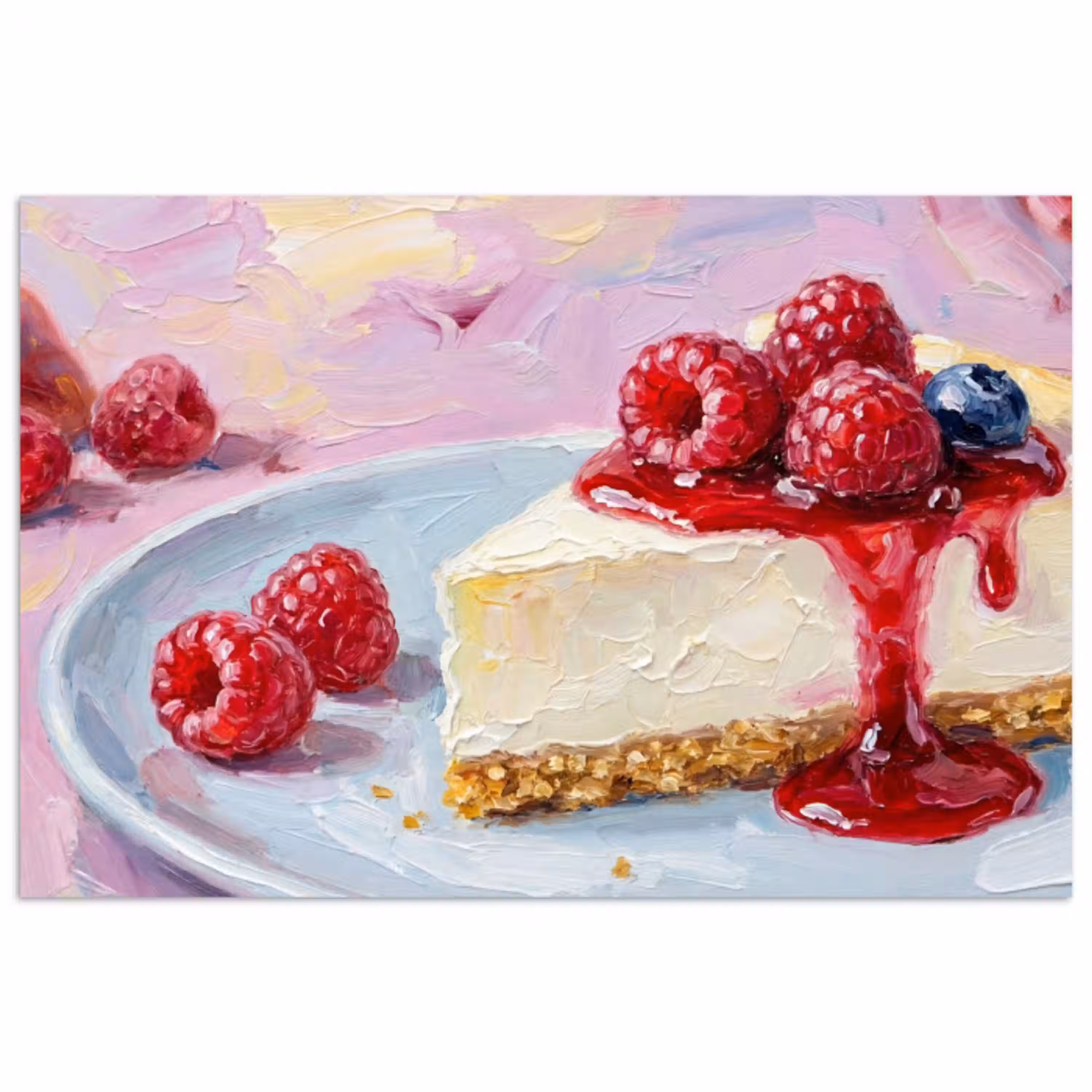 Eten - Cheesecake - Bessen - Abstract - Roze poster papier klein -3d