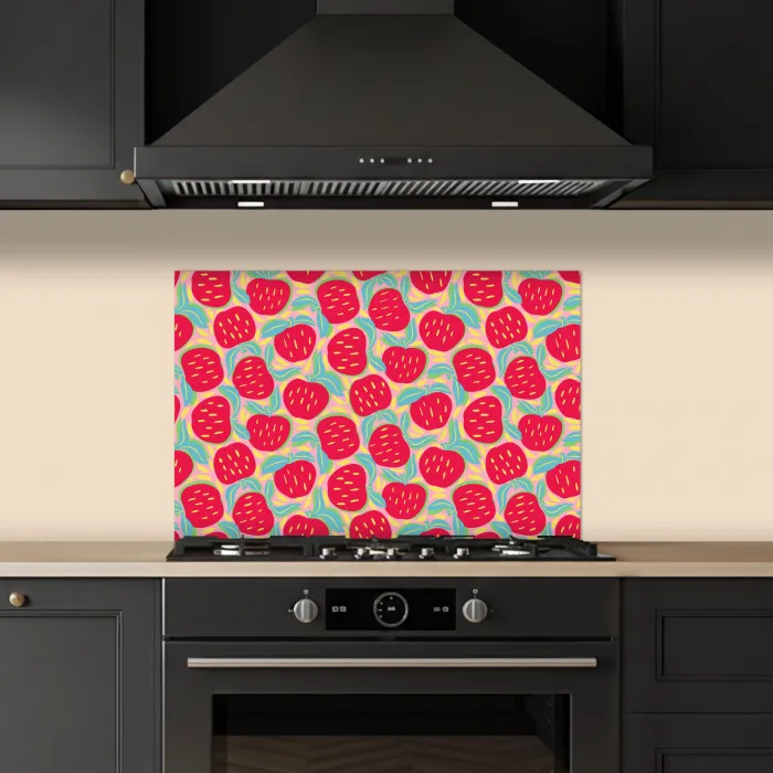 Appels - Rood - Stippen keuken achterwand spatscherm klein 900 -sfeer1