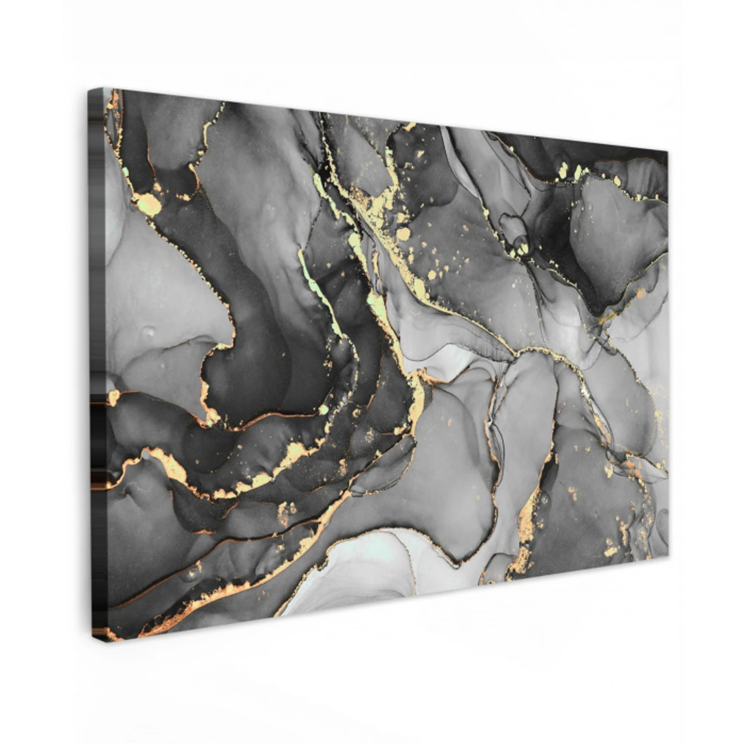 Marmer - Zwart - Goud - Grijs canvas 2cm klein -z3d