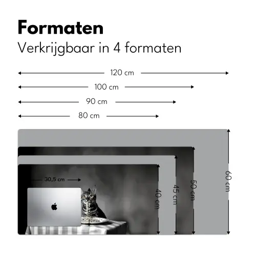 Bengaal - Kat - Tafelkleed - Zwart - Wit - Dier Muismat XXL klein -sfeer5