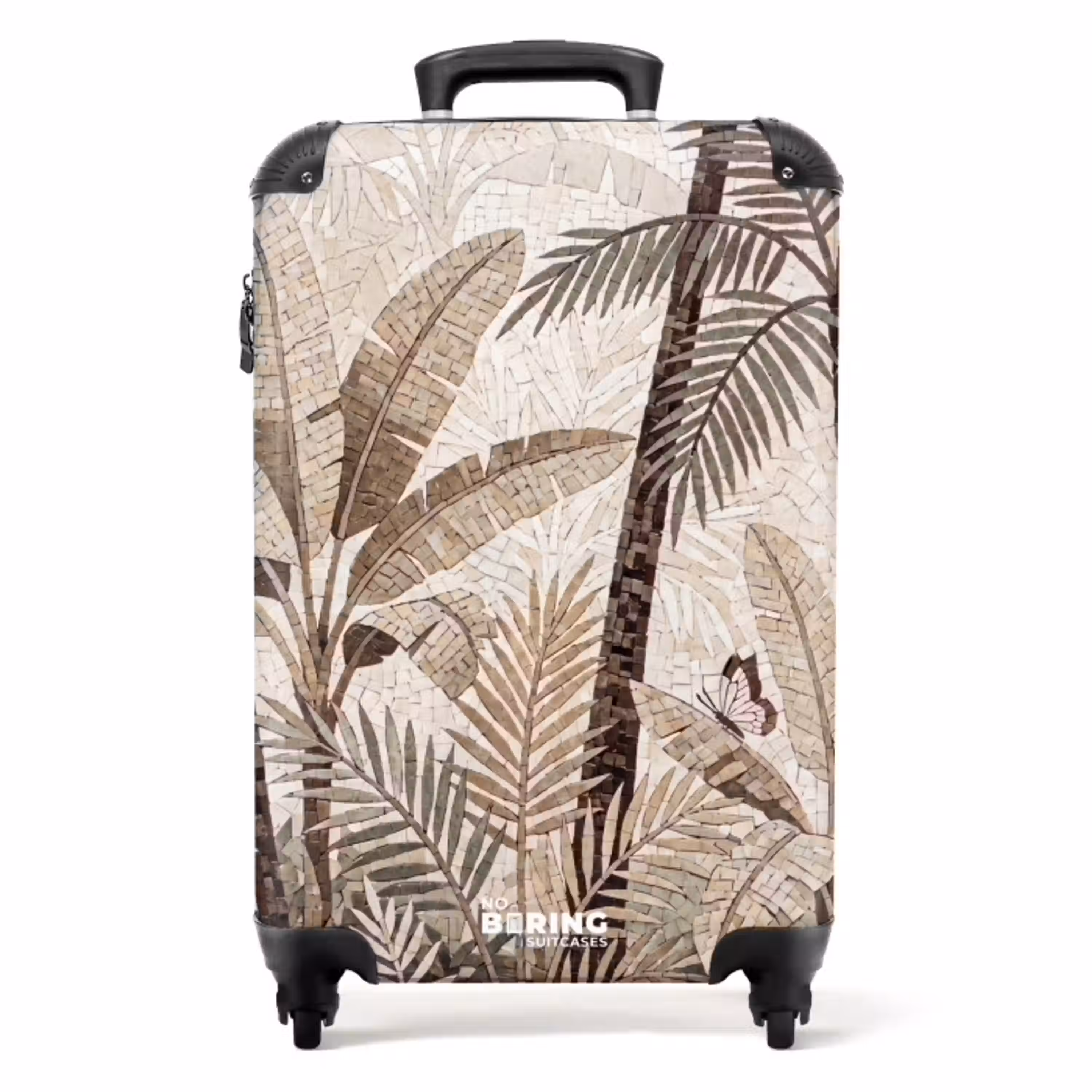 Natuur - Bladeren - Landschap - Mozaïek - Beige NBS - Handbagage koffer - Volwassenen Unisex middel -productfoto_recht