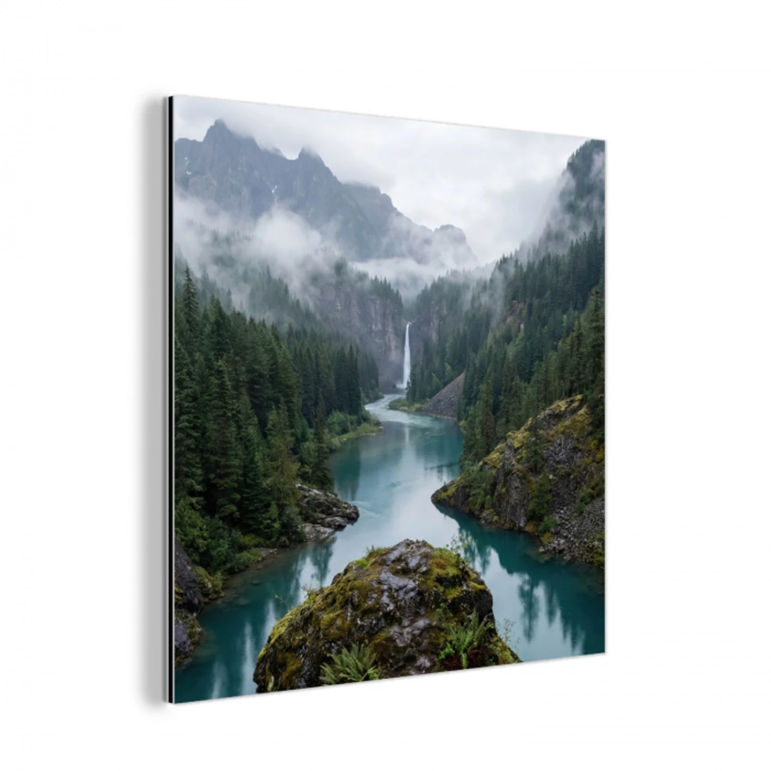 Waterval - Bomen - Bergen aluminium wit klein -3d