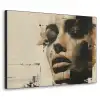 Vrouw - Gezicht - Abstract - Kunst Textielframe zwart klein -3d