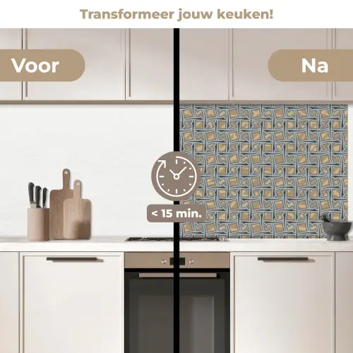 Bruin - Patronen - Geometrie keuken achterwand 2 middel 871 -voor-na2_NL