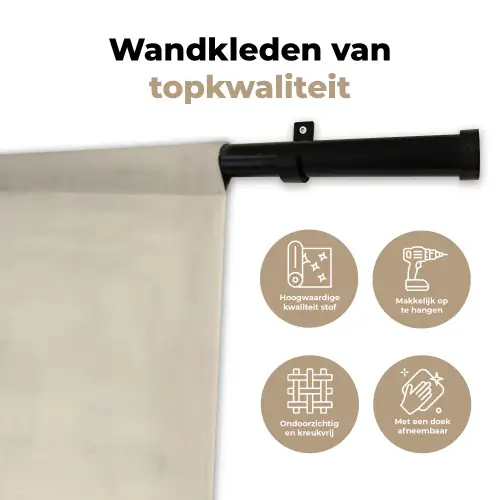 Knuffelbeer - Oranje bloemen - Vriendelijk Wandkleed katoen klein -sfeer2