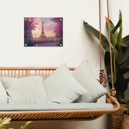 Eiffeltoren - Parijs - Roze tuinposter los doek klein -sfeer7