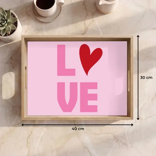 Love - Roze - Hart - Valentijn Dienblad Rechthoek middel -USP_Formaat