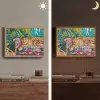 Luipaard - Kleurrijk - Tropisch Light Box met batterij (Wandlamp) middel -sfeer3