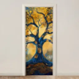 Boom - Levensboom - Blauw - Goud deurposter klein -3d_beige