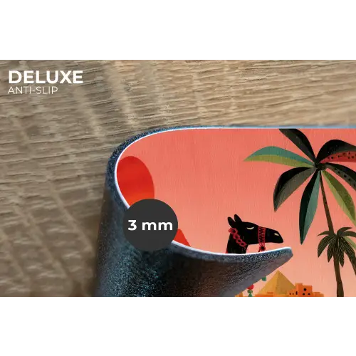 Kameel - Gekleurd tapijt - Duinen - Rode zon Placemat vinyl groot -closeup