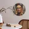 Portret - Vrouw - Bloemen Akoestische PET Vilt - Rond klein -sfeer3