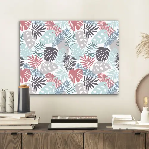 Inductie beschermer - Bladeren - Pastel - Jungle - Afdekplaat voor kookplaat aluminium wit klein -sfeer1
