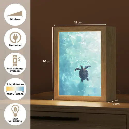 Schildpad - Zee - Blauw - Schittering Light Box met kabel (Tafellamp) klein -USP_NL