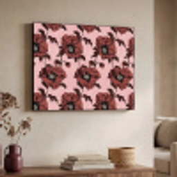 Bloemen - Retro - Rood Textielframe zwart klein 947 -sfeer3