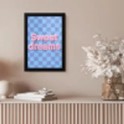 Sweet dreams - Vierkanten - Roze - Blauw fotolijst zwart zonder passe partout klein -sfeer5