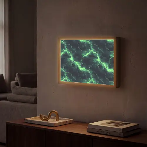 Groen - Bliksem - Storm Light Box met batterij (Wandlamp) middel 907 -sfeer1