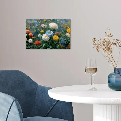Close-up - Veld - Bloemen - Kleurrijk poster papier klein -sfeer3