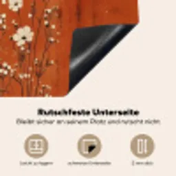 Bloemen - Wit - Subtiel - Roestkleur Inductie beschermer vinyl 3mm middel -tsfeer4_DE