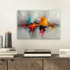 Moderne kunst - Oranje - Grijs - Abstract aluminium wit klein -sfeer1