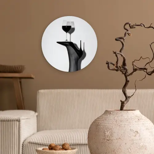 Hak - Wijn - Minimalistisch - Zwart Wandcirkel plexiglas klein -sfeer1