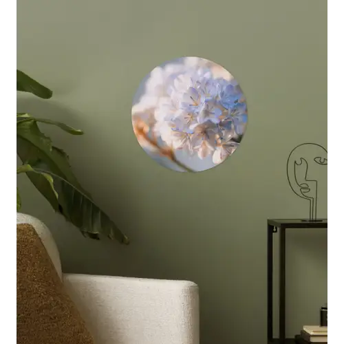 Bloemen - Lichtblauw - Wazig - Trosje Wandcirkel behangsticker klein -sfeer2