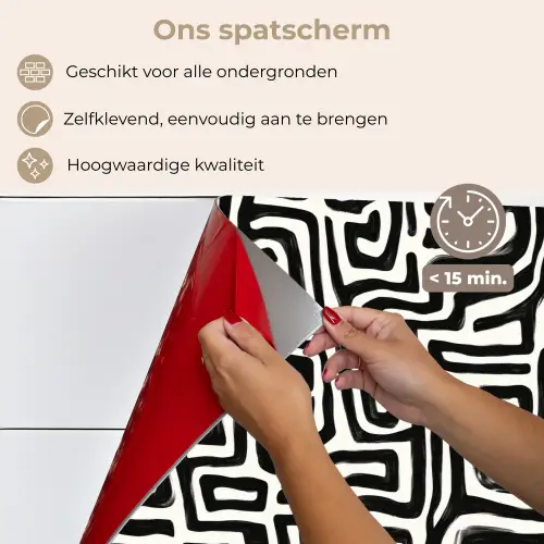 Grafisch - Lijnen - Zwart - Wit keuken achterwand spatscherm klein 900 -spatscherm_NL