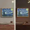Sterrennacht - Schilderij - Oude meesters - Vincent van Gogh Light Box met batterij (Wandlamp) middel -sfeer3