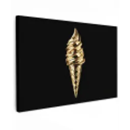 Ijs - Goud - Zwart - Eten Tuinposter op houten frame 2 cm dik klein -3d