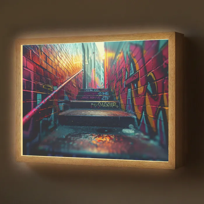 Architectuur - Neon - Trap - Graffiti Light Box met batterij (Wandlamp) middel -z3d_website
