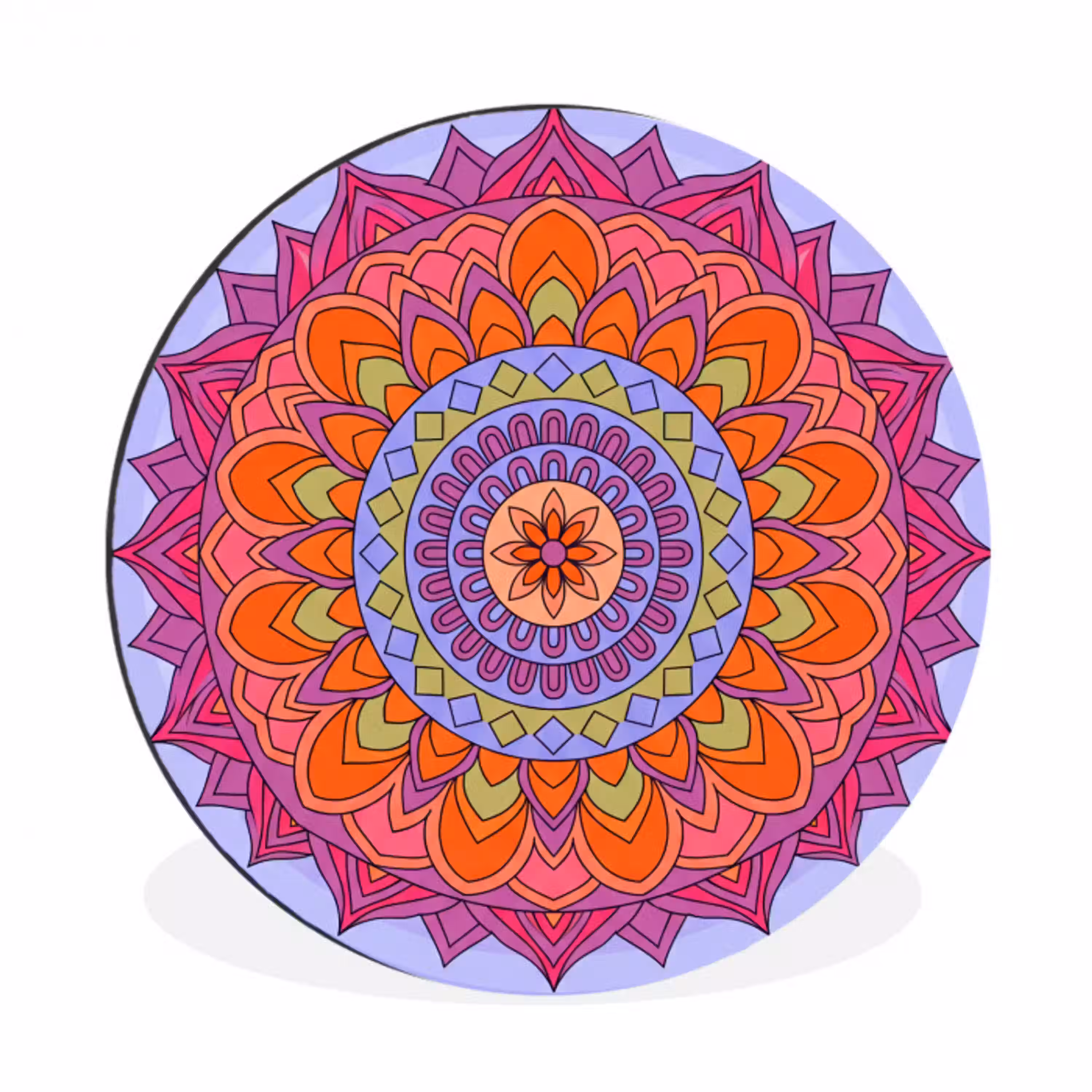 Mandala - Cirkel - Abstract - Kleurrijk - Patroon Wandcirkel aluminium klein -3d