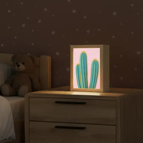 Cactussen - Modern - Pastel Light Box met kabel (Kinderlampje) klein -sfeer1_kind