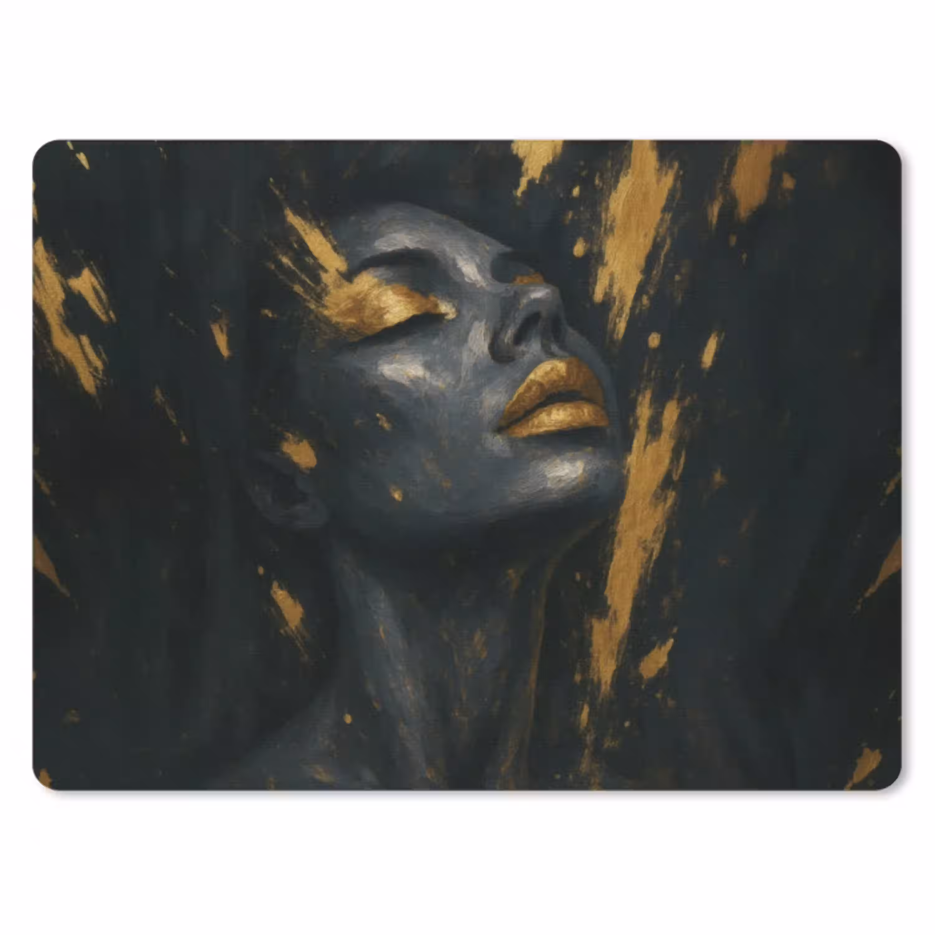 Gezicht - Vrouw - Verfspatten - Abstract muismat rubber klein -3d