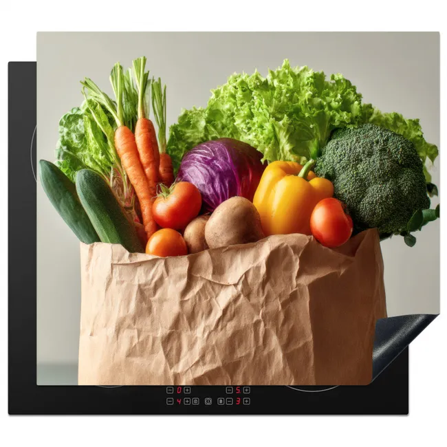 Papieren - Boodschappen - Groente - Kleurrijk Inductie beschermer vinyl 3mm middel -3d