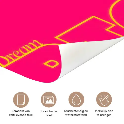 Minimalistisch - Roze - Dream big - Grafisch deurposter klein -closeup_NL