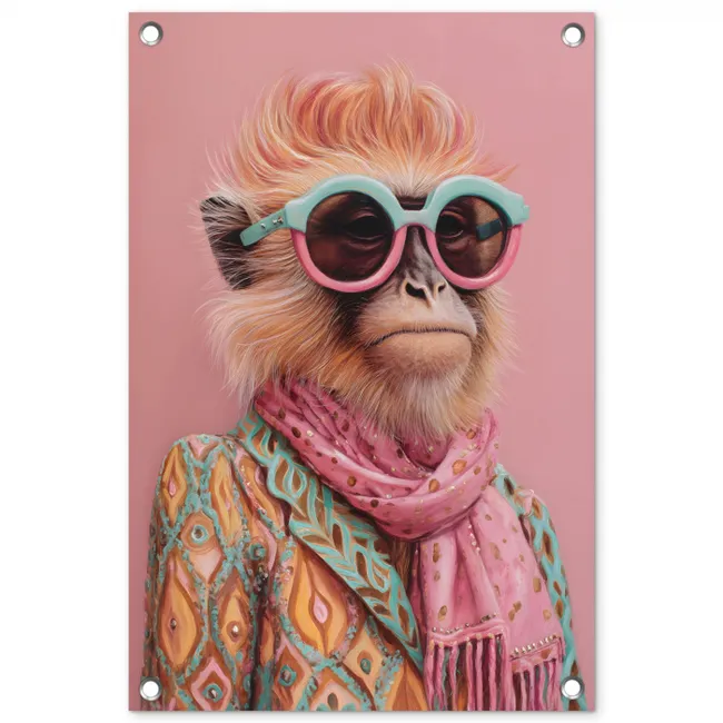 Sjaal - Aap - Zonnebril - Jasje tuinposter los doek klein -3d