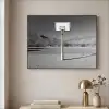 Basketbalpaal - Landschap - Zand - Wit Textielframe zwart klein -sfeer2