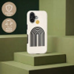 Minimalistisch - Zwarte boog - Gouden cirkel Toughcase MagSafe Apple iPhone 17 klein -USP_PrintM_DE