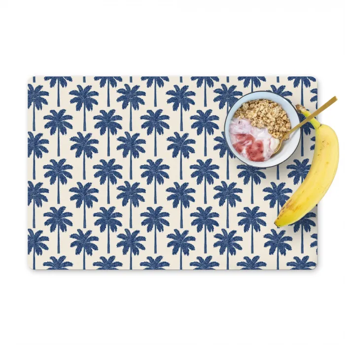 Symmetrisch - Palm - Blauw Placemat vinyl groot 368 -zzzproduct_Kitchenyeah-website