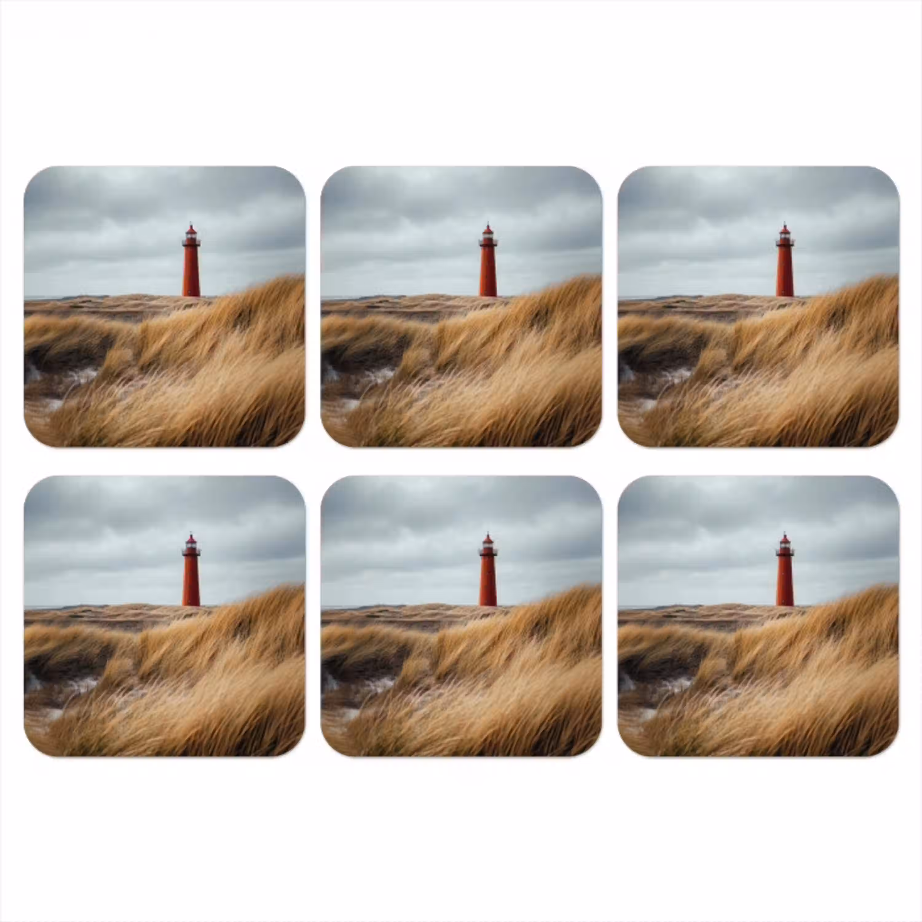 Duinen - Vuurtoren - Rood - Lucht onderzetter kurk middel -3d