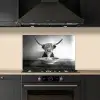 Schotse Hooglander - Spaghetti - Dieren - Zwart wit keuken achterwand spatscherm klein -sfeer1