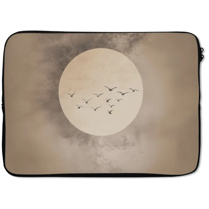 Vogel - Beige - Japandi laptophoes neopreen klein -zkaufland3dotto