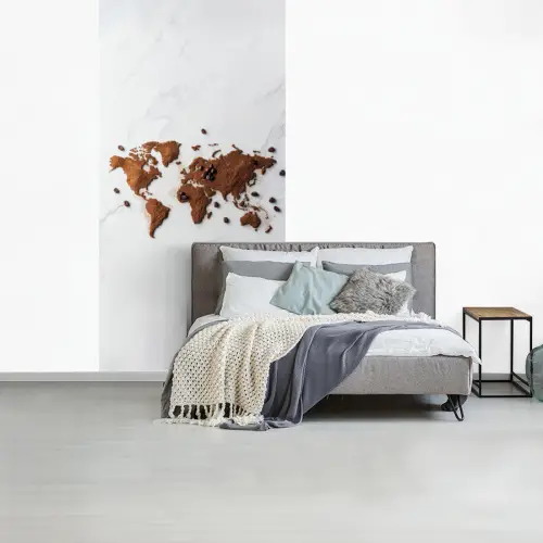 Wereldkaart - Koffie - Marmer fotobehang vinyl groot -slaapkamer